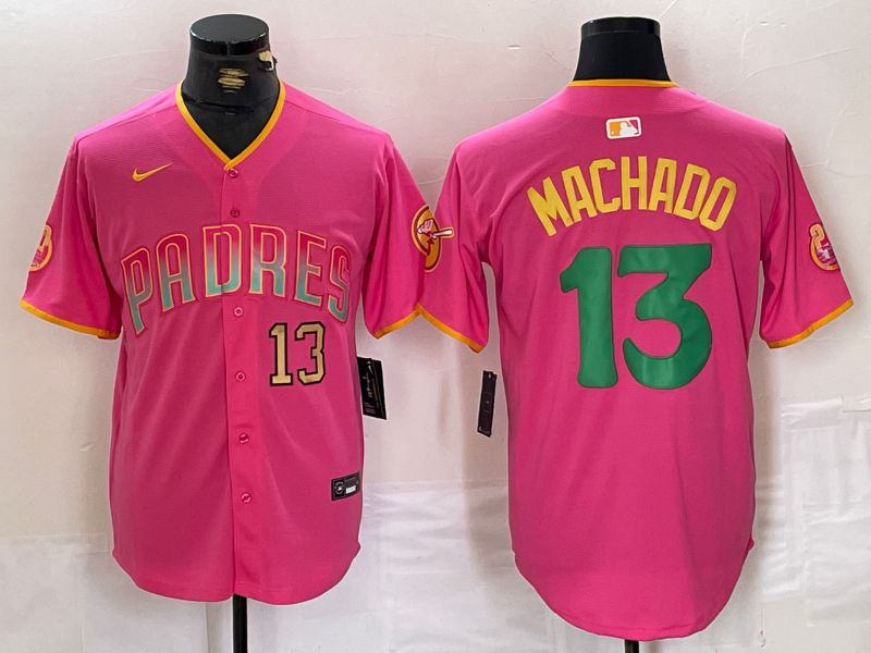 Men San Diego Padres 13 Machado Pink Jointly 2024 Nike MLB Jersey style 7